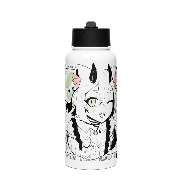 *WINK* Stainless Steel Water Bottle with a Straw Lid product image (1)