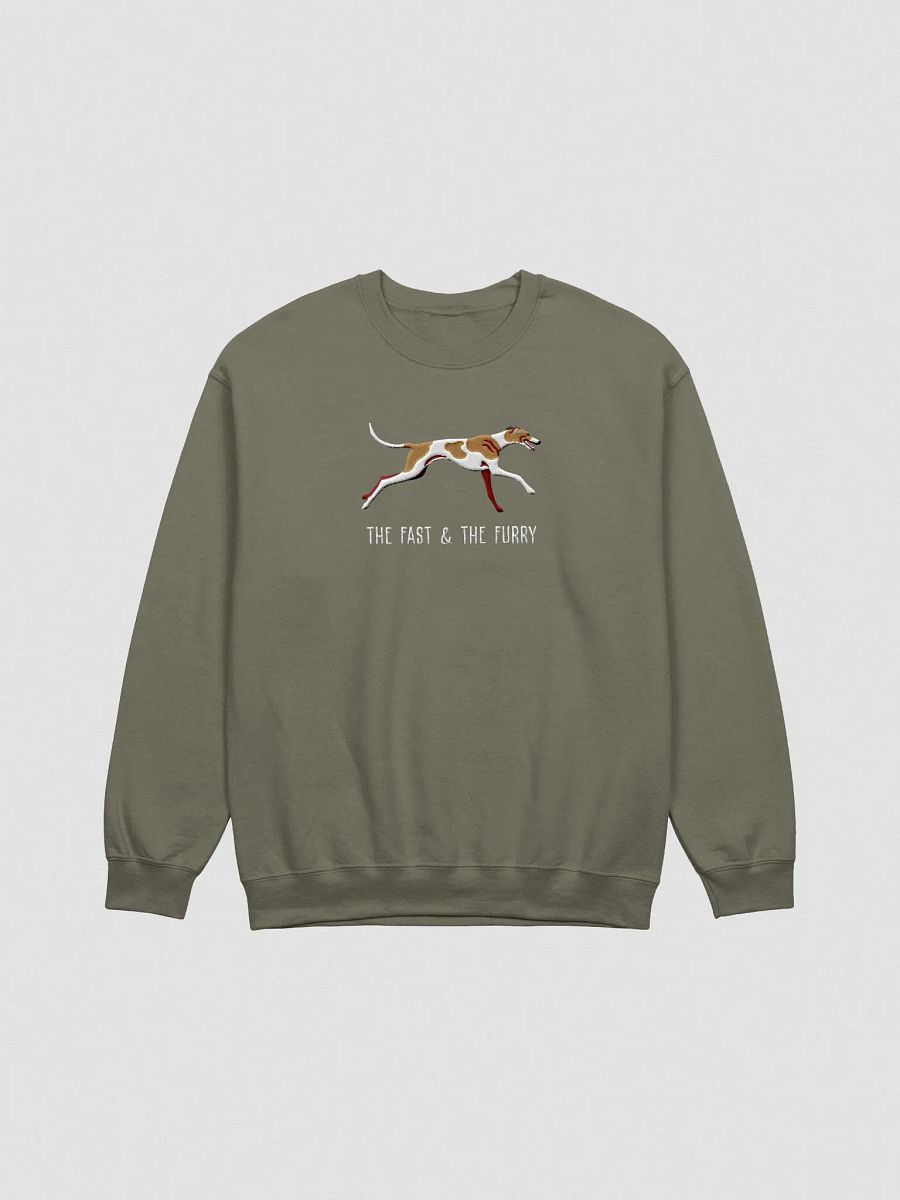 The Fast & The Furry Sweatshirt (Embroidered) of a Greyhound(Brown & White) product image (4)