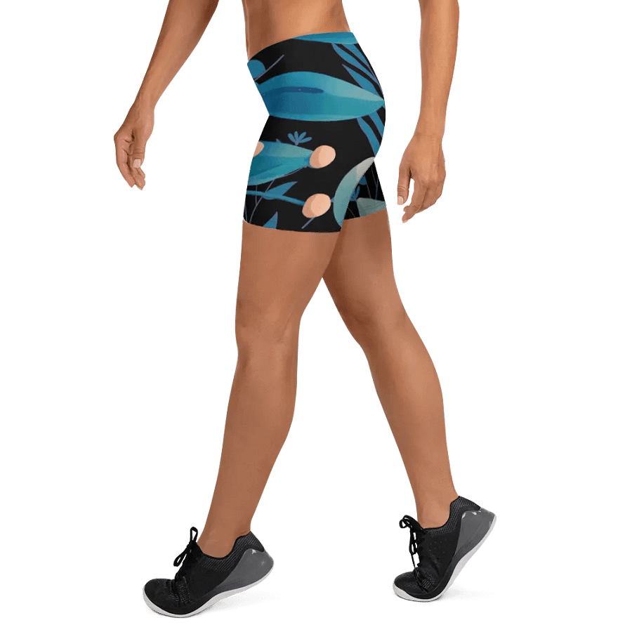 ladies short teal and black leafy desgn product image (9)