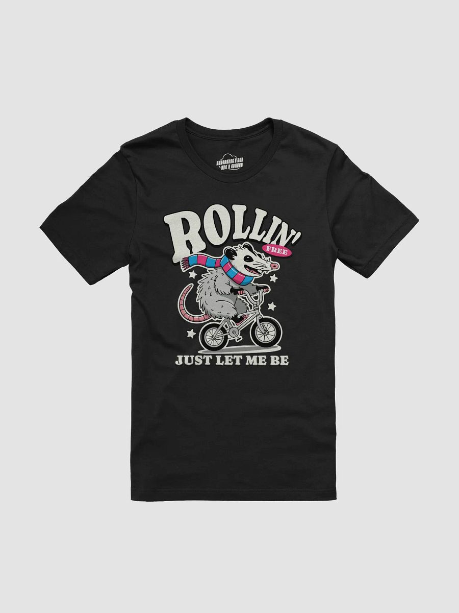 Funny Opossum Bike T-Shirt – Rollin’ Free Just Let Me Be – Cycling Possum Graphic Tee product image (11)