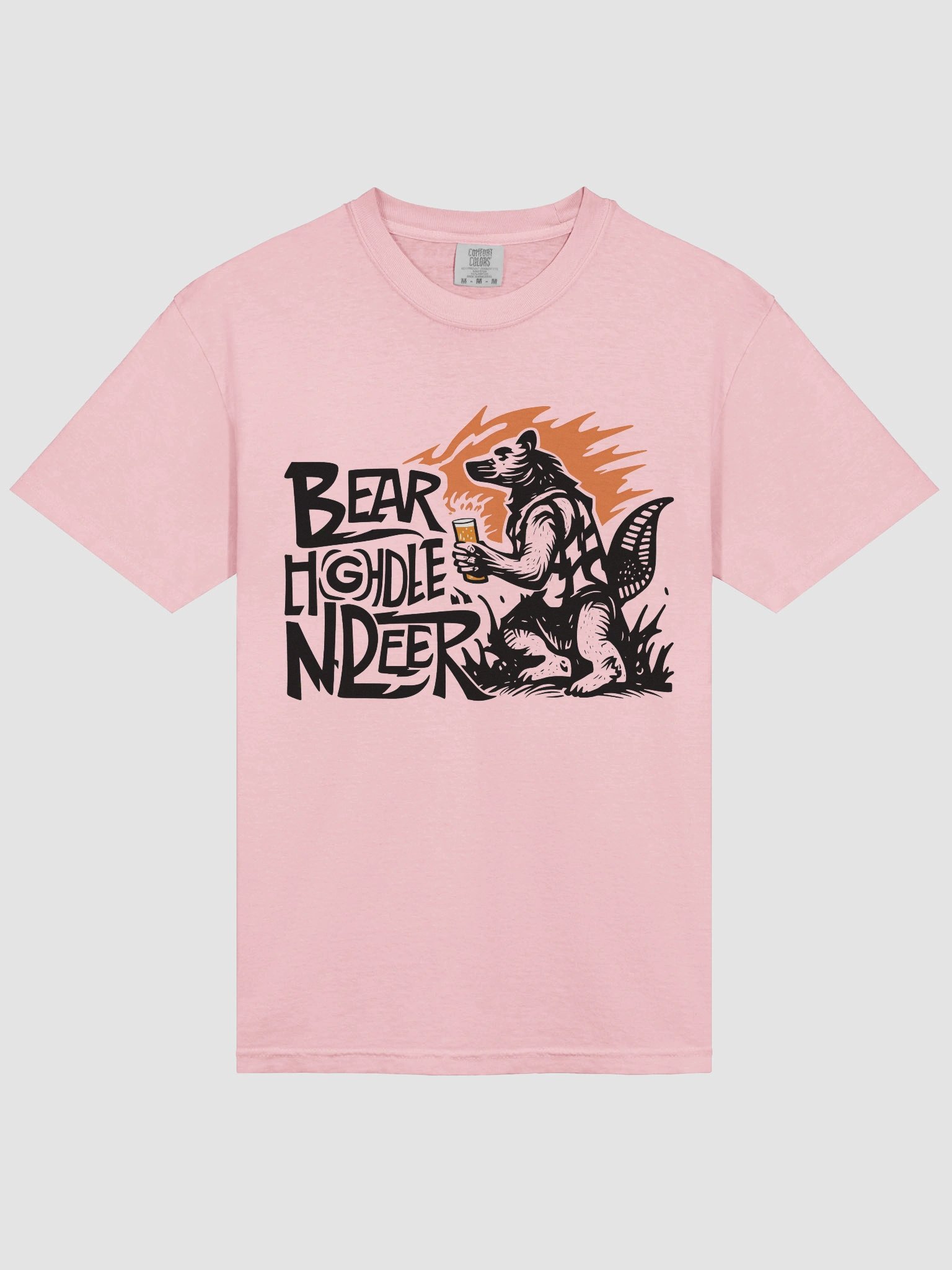 Flame-Backed Bear Holding Beer | Bold Lettering Art T-Shirt product image (19)