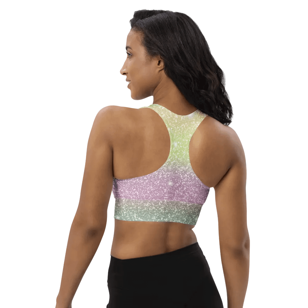 Glitter Unicorn Texture Design Longline Sports Bra - 11 product image (6)