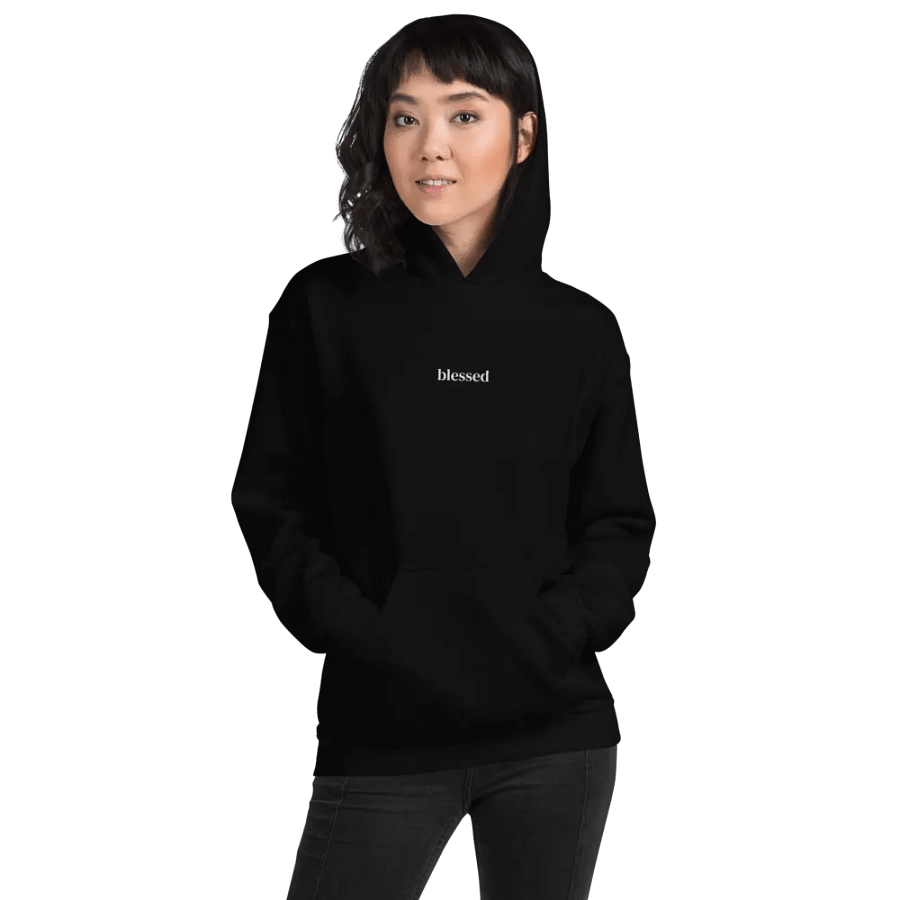 Minimalistic Unisex Blessed Embroided Hoodie (White Embroided) product image (9)