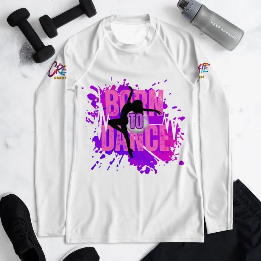 Born to Dance Her Silhouette Vibrant Splatter Rash Guard product image (11)