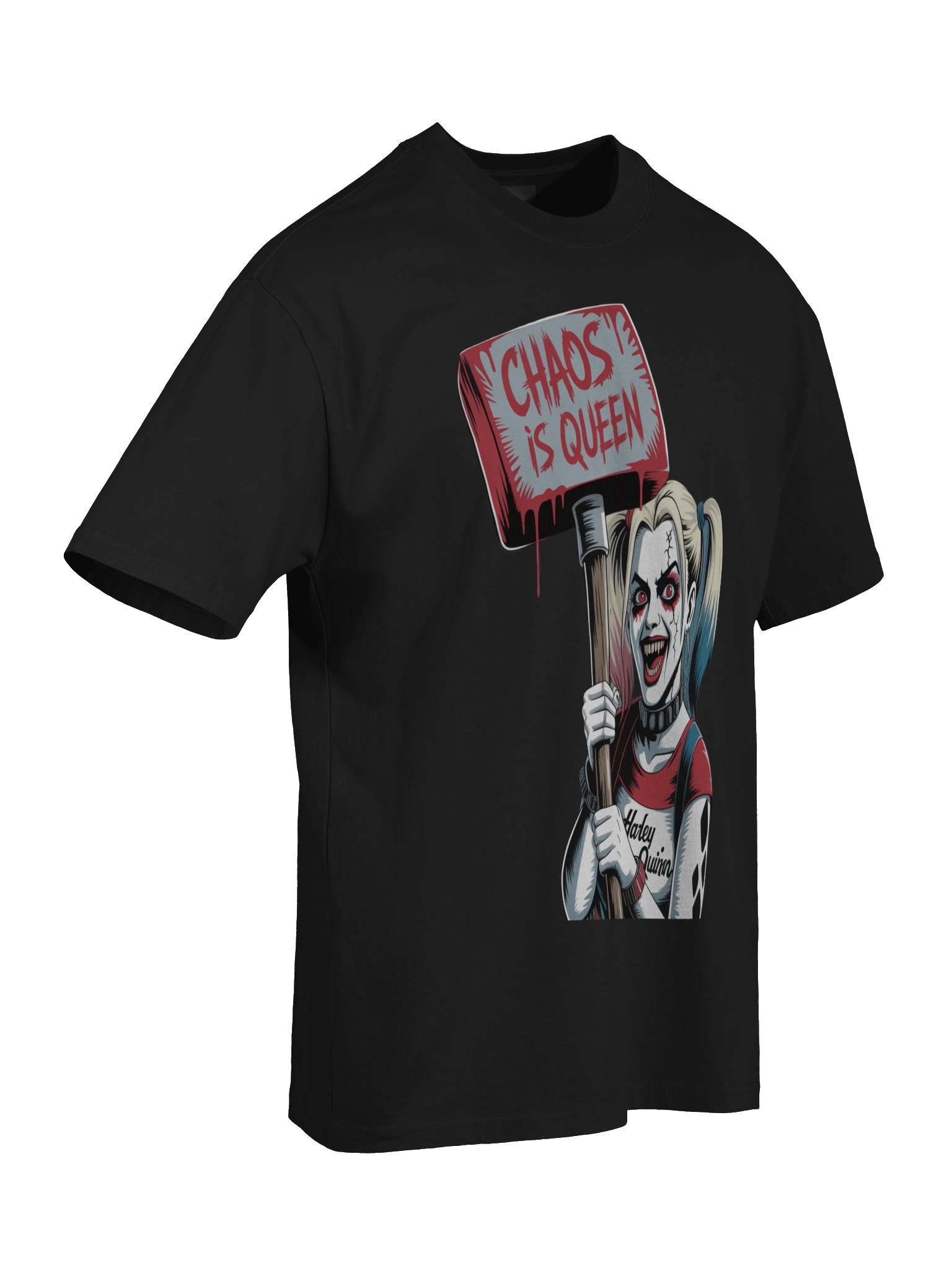 Harley Quinn 'Chaos is Queen' Protest Mallet Oversized Faded T-Shirt product image (8)