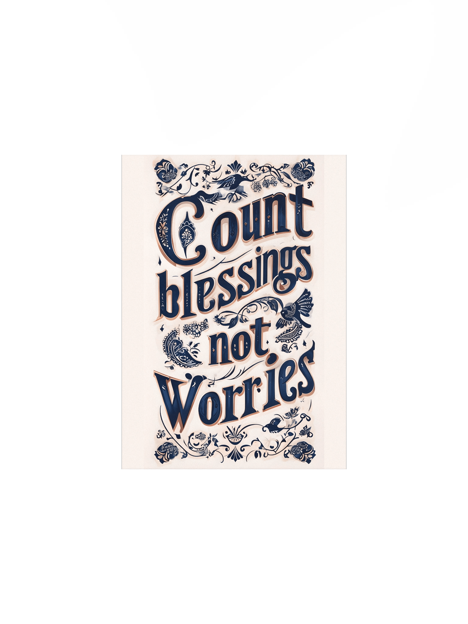 Count Blessings, Not Worries – Decorative Typography Beige Background Poster product image (5)