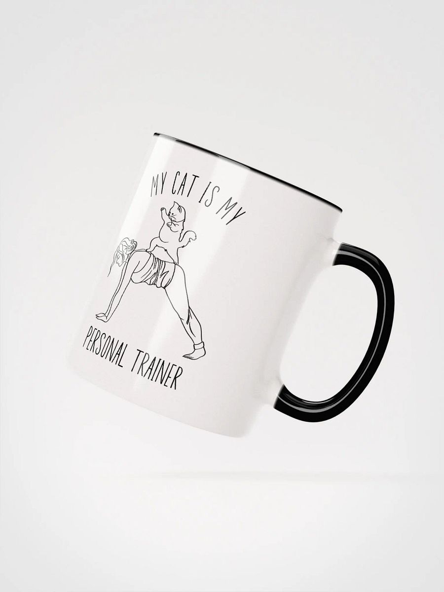 My Cat Is My Personal Trainer duo-tone mug for a crazy cat yoga lady product image (3)