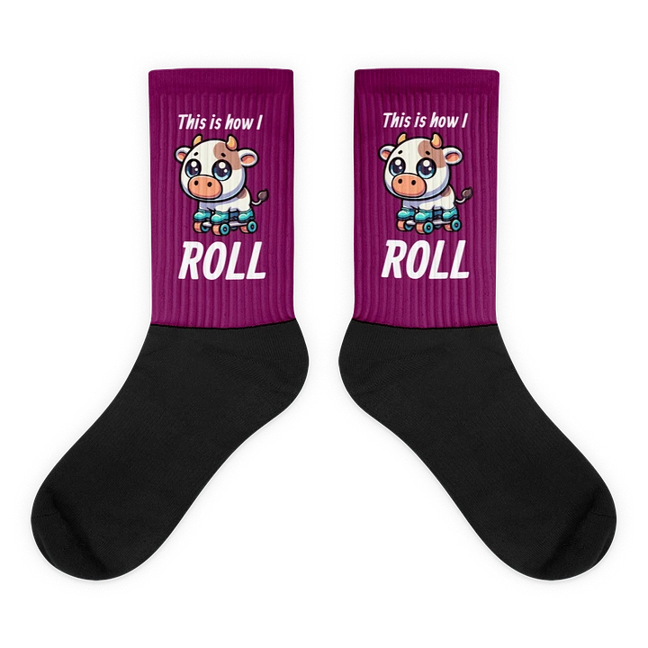 Rollerblading Cow Funny Socks product image (2)