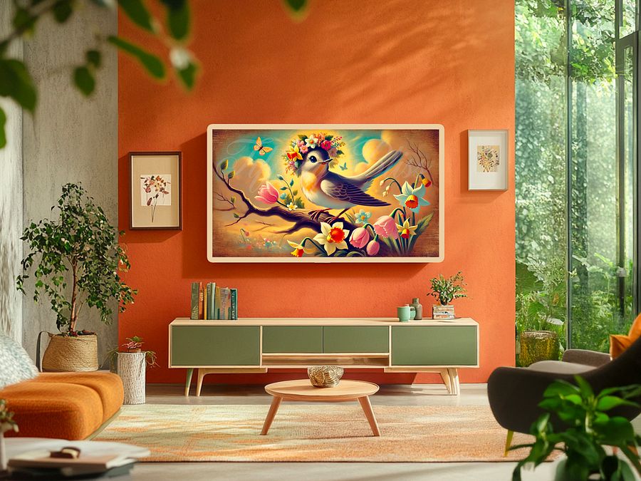 Spring Frame TV Art, Bird Floral Crown Painting, Art for Samsung Frame TV, Digital Download product image (2)