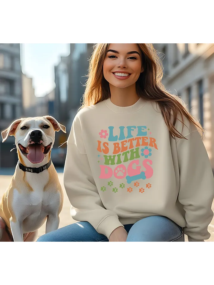 Life is Better with Dogs Groovy Design Sweatshirt product image (4)