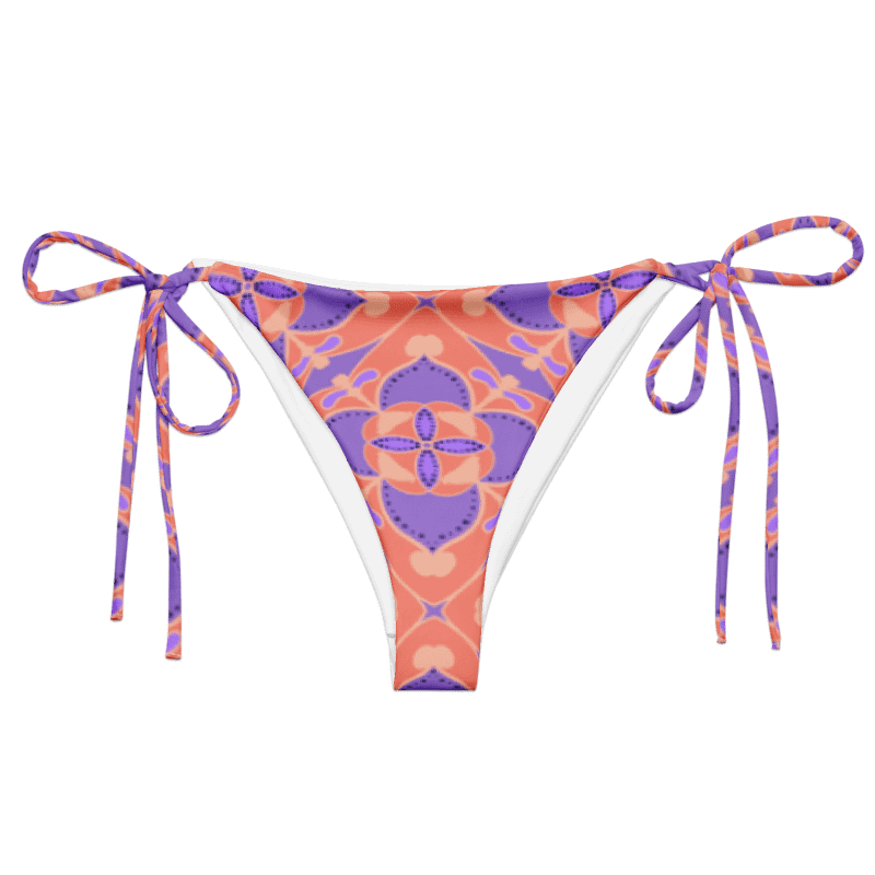 Pastel Orange and Mauve Pattern String Bikini Bottom product image (1)