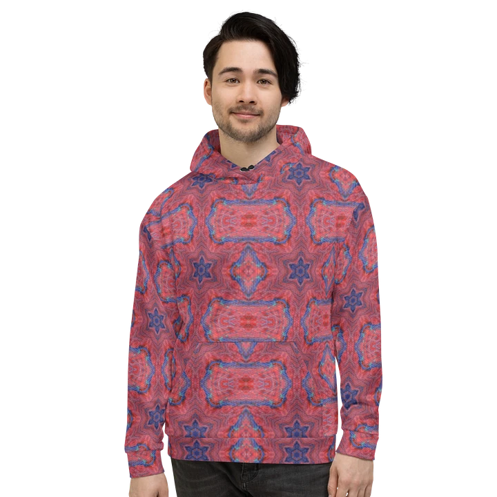 Abstract Repeating Star Pattern in Red Unisex All Over Print Hoodie product image (2)