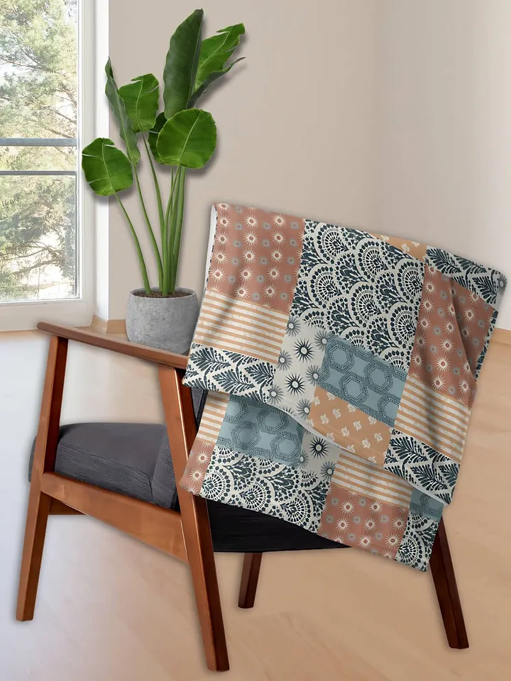 Bohemian Santa Fe Sun Patchwork Throw Blanket product image (2)
