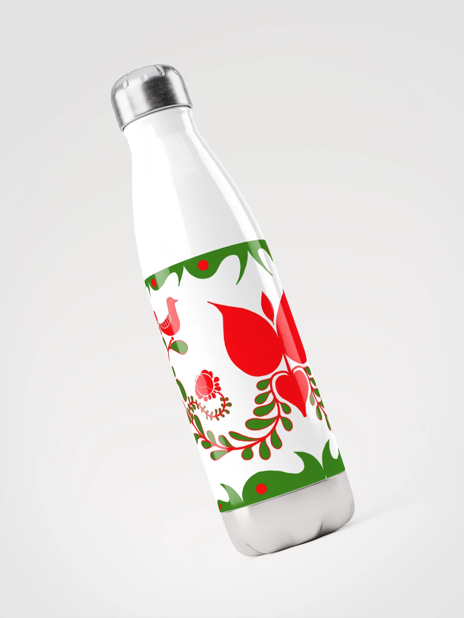 Hungarian Folk Art Birds Stainless Steel Water Bottle product image (3)