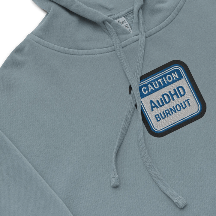 CAUTION: AuDHD BURNOUT embroidered pigment hoodie (royal bubble design) product image (1)