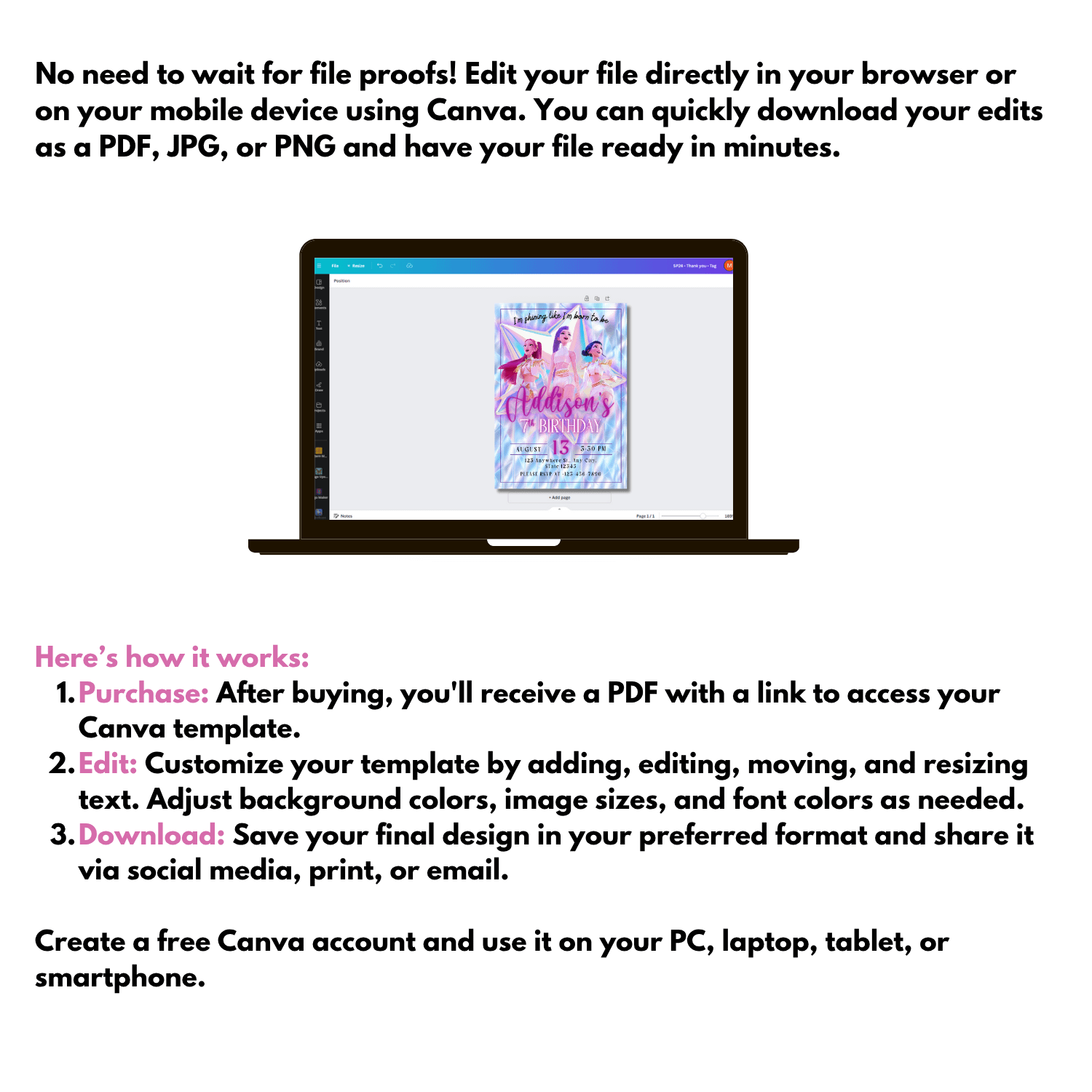 K-Pop Demon Hunters Birthday Invitation – Editable Canva Template product image (5)
