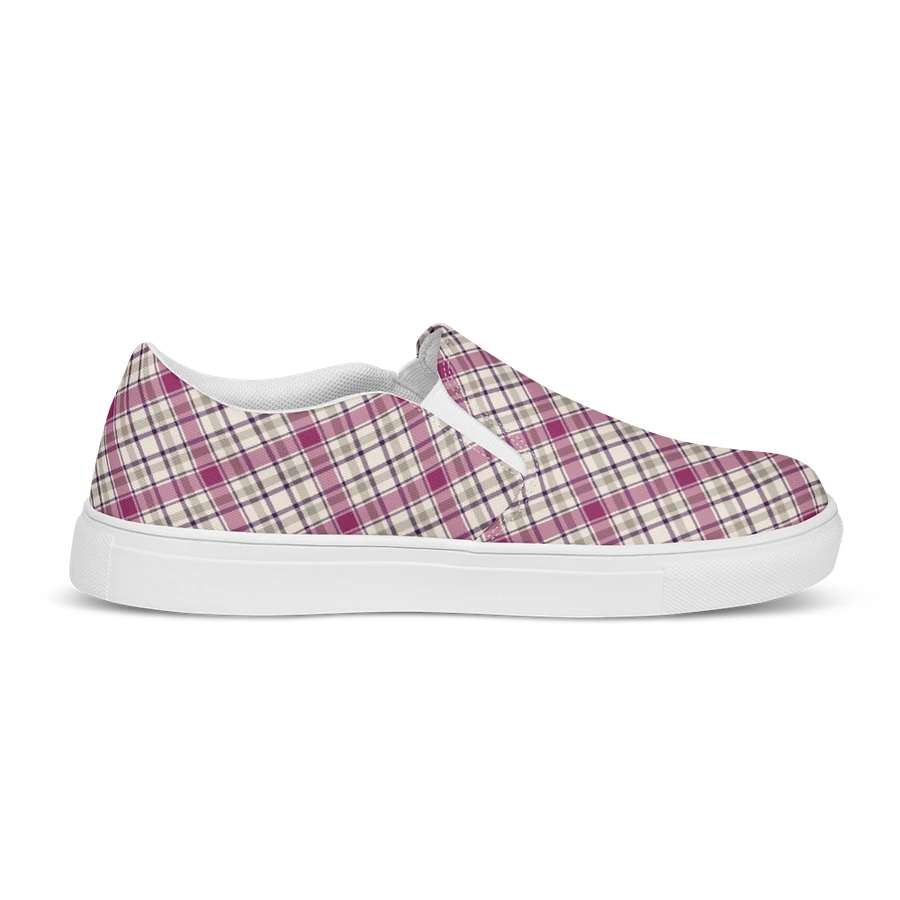 Magenta and Gray Plaid Women's Slip-On Shoes product image (5)