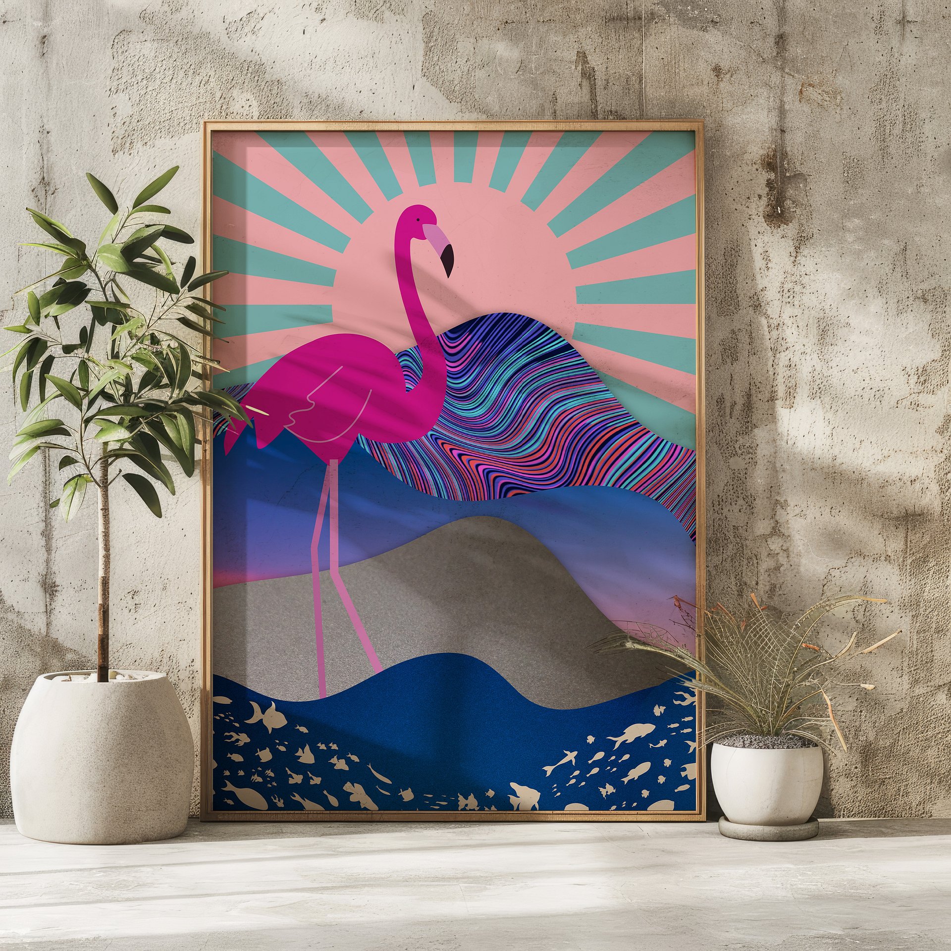 Funky Flamingo Collage Art Print product image (7)