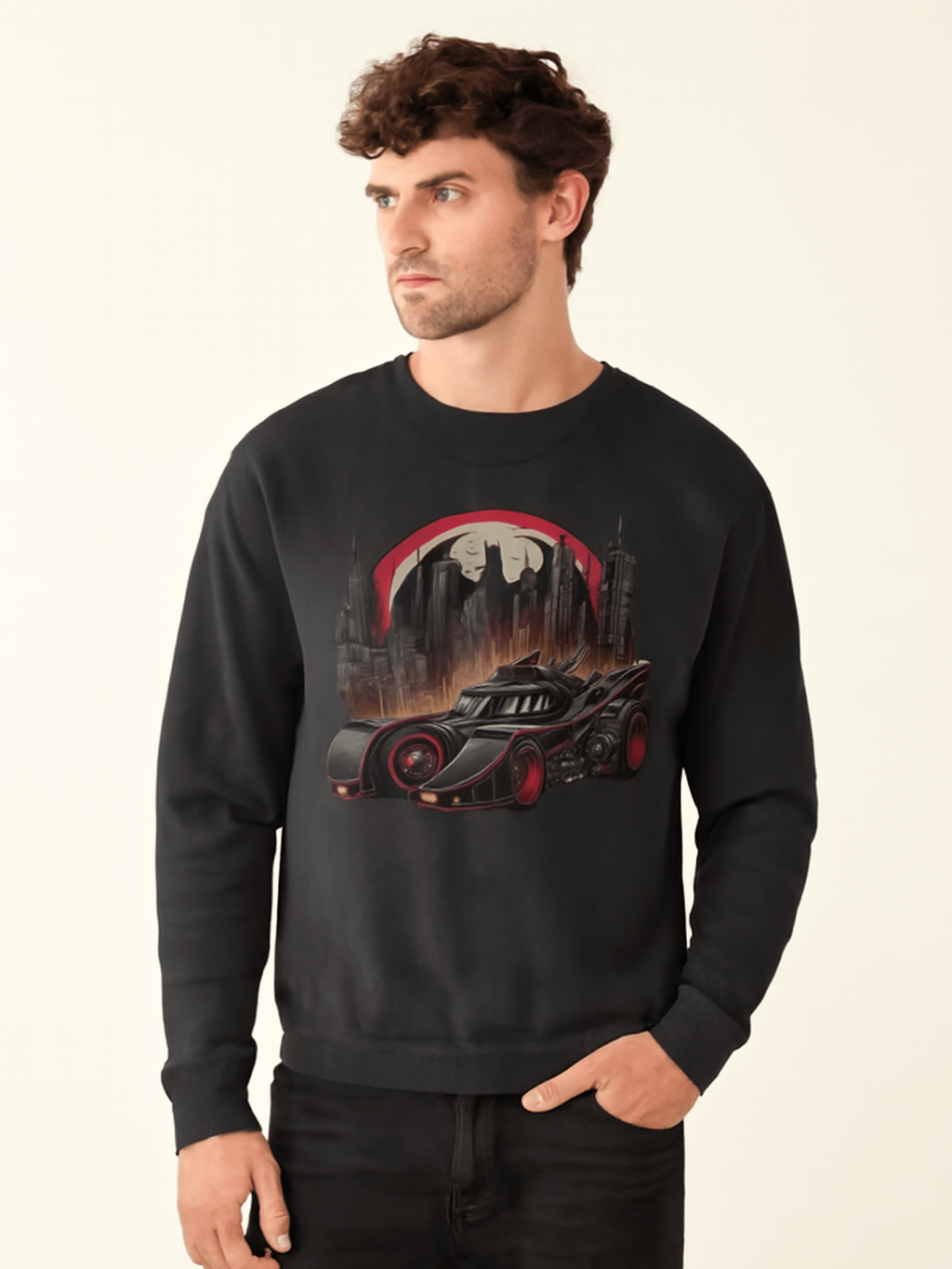 Futuristic Cityscape Bat Car Sweatshirt product image (1)