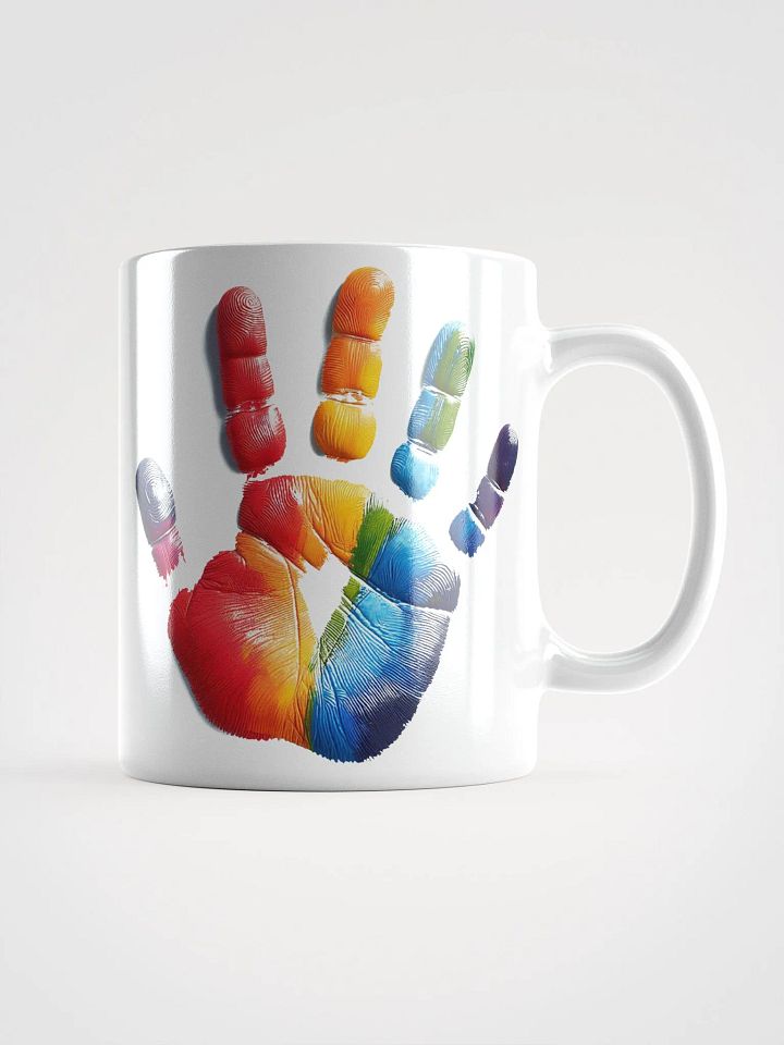 Rainbow Hand Print #Stylish Glossy White Mug product image (1)