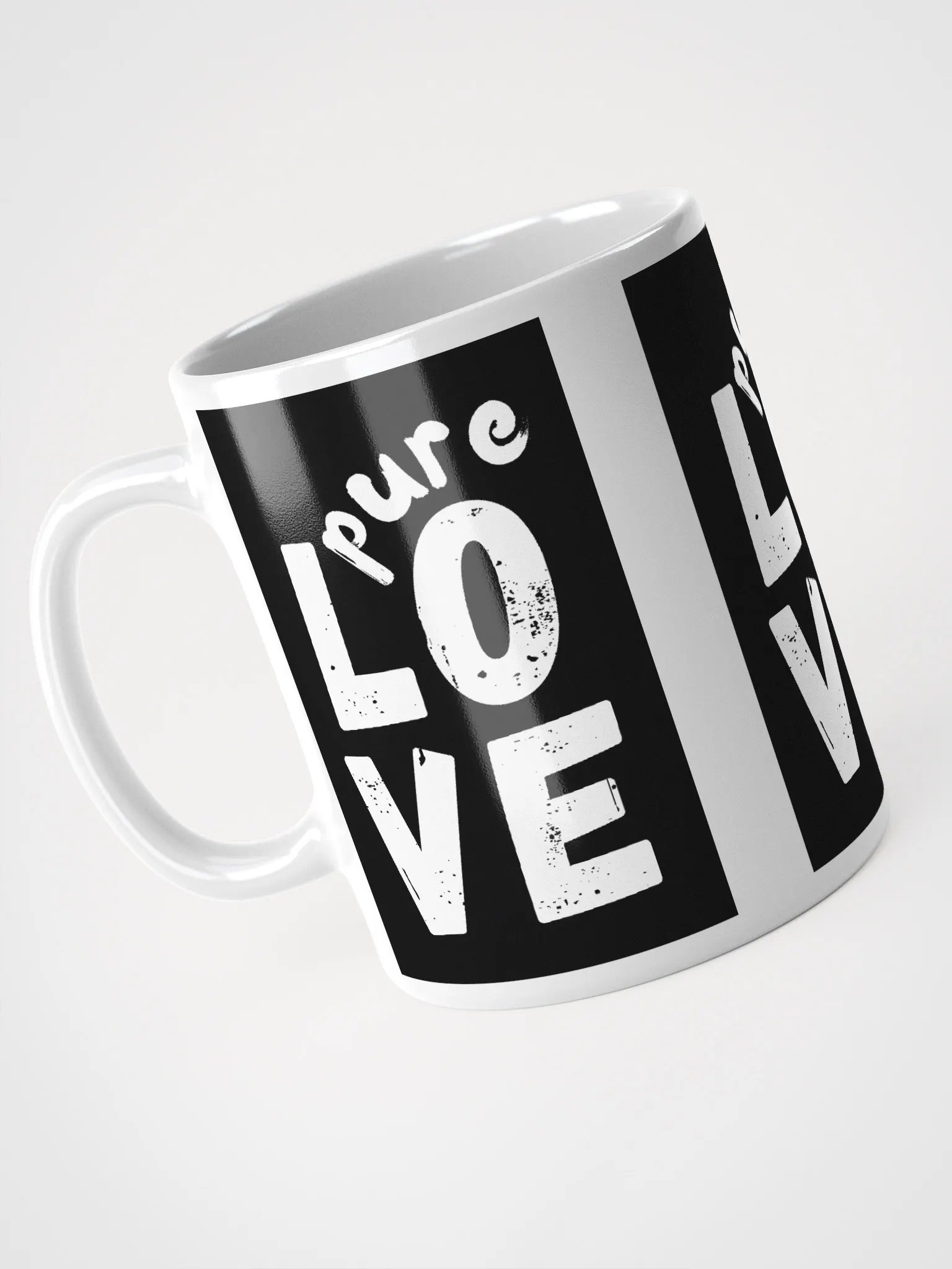 Pure LOVE Black and White on white glossy Mug product image (3)