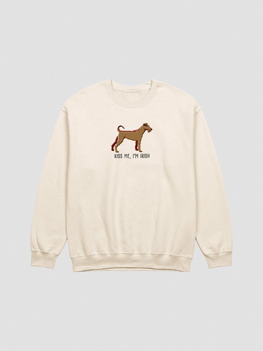Kiss Me, I'm Irish Sweatshirt (Embroidered) of an Irish Terrier(Tan) product image (16)