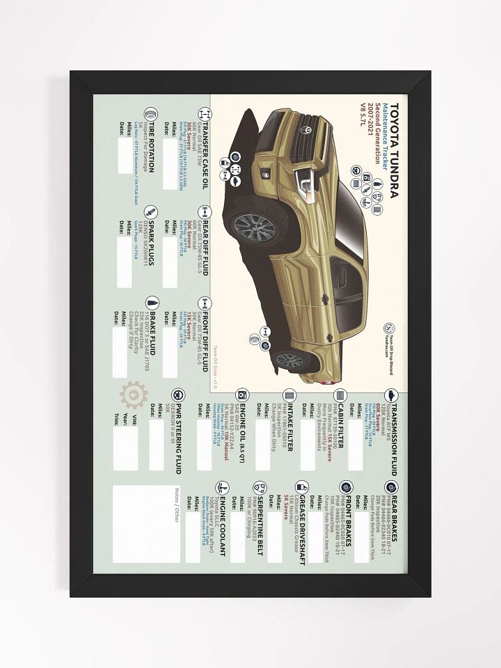 2ND GEN TUNDRA MAINTENANCE TRACKER - Sand (Framed) product image (2)