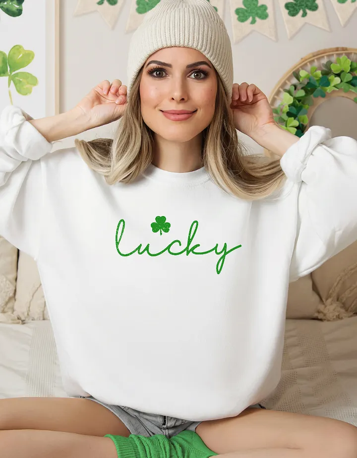 Lucky St Patrick Day Sweatshirt - White product image (1)