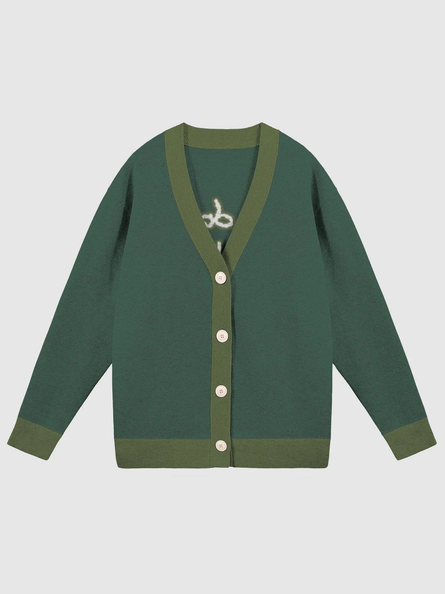 ONE ANOTHER (lg. lined design, duotone green) knitwear cardigan product image (2)