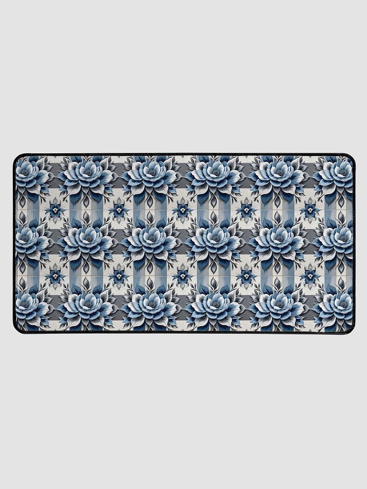 Desk Mat (31.5x15.5 inches) - Painted Tile Floral Pattern 2 in Shades of Blue product image (1)