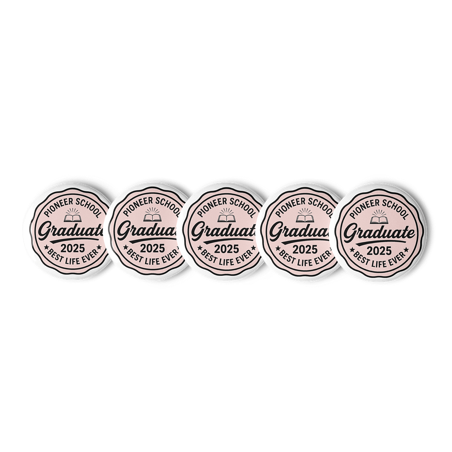 PIONEER SCHOOL GRADUATE 2025 | SET OF 5 RETRO PIN | PINK/WHITE product image (2)
