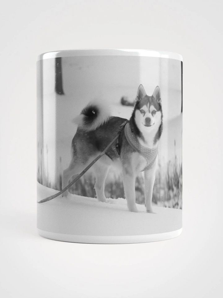 Cute Klee Kai puppy in the snow - B&W product image (1)