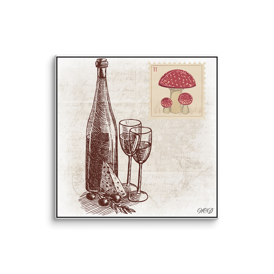 🍄 Enchanted Fungi Soirée – Mushroom Bloom Wine Time Canvas – Bon Appétit By NCD product image (1)