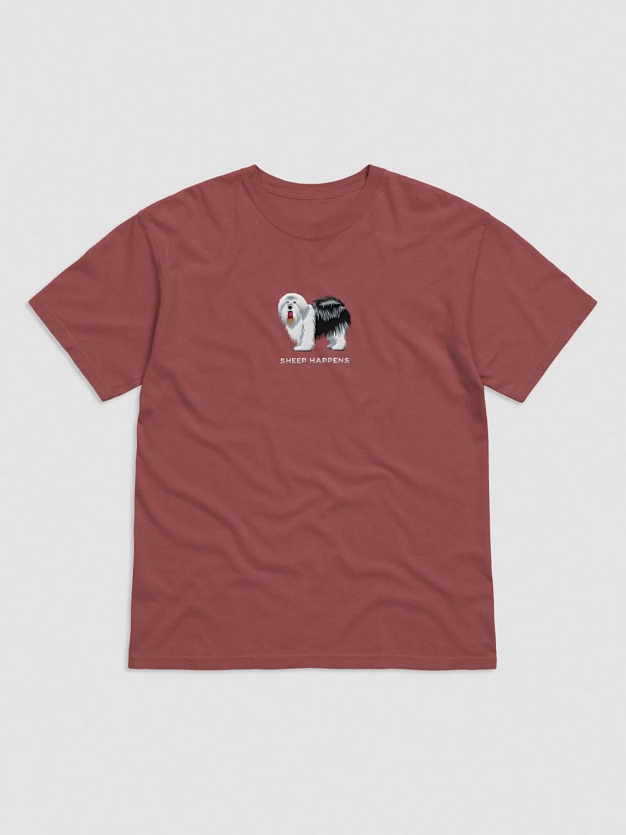 Sheep Happens T-Shirt(Embroidered) of an Old English Sheepdog(Black & White) product image (9)