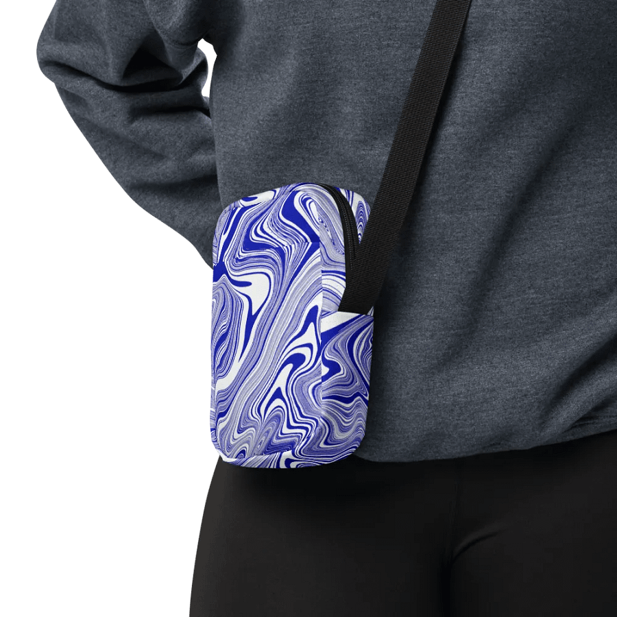 Utility Crossbody Bag - Blue and White Liquid Swirls product image (10)