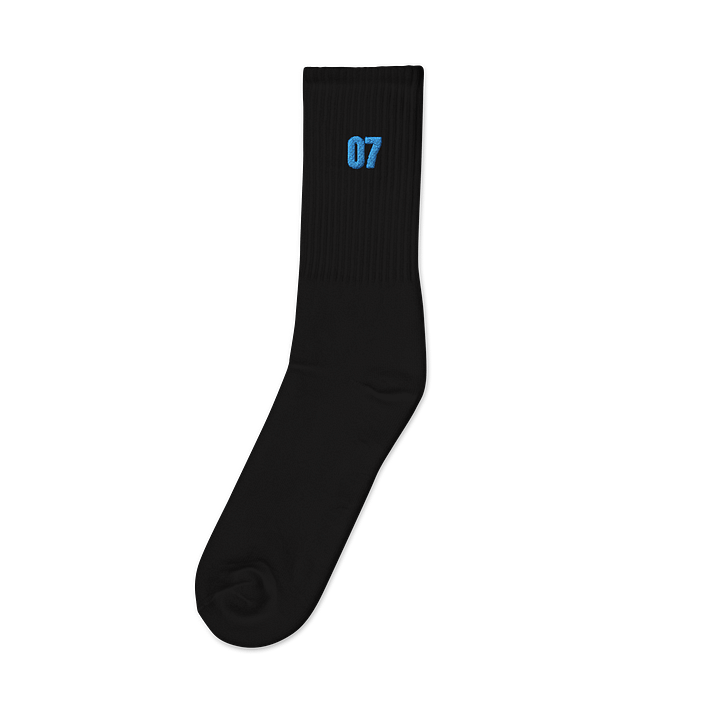 Bold Blue Number 07 Embroidered Socks product image (1)