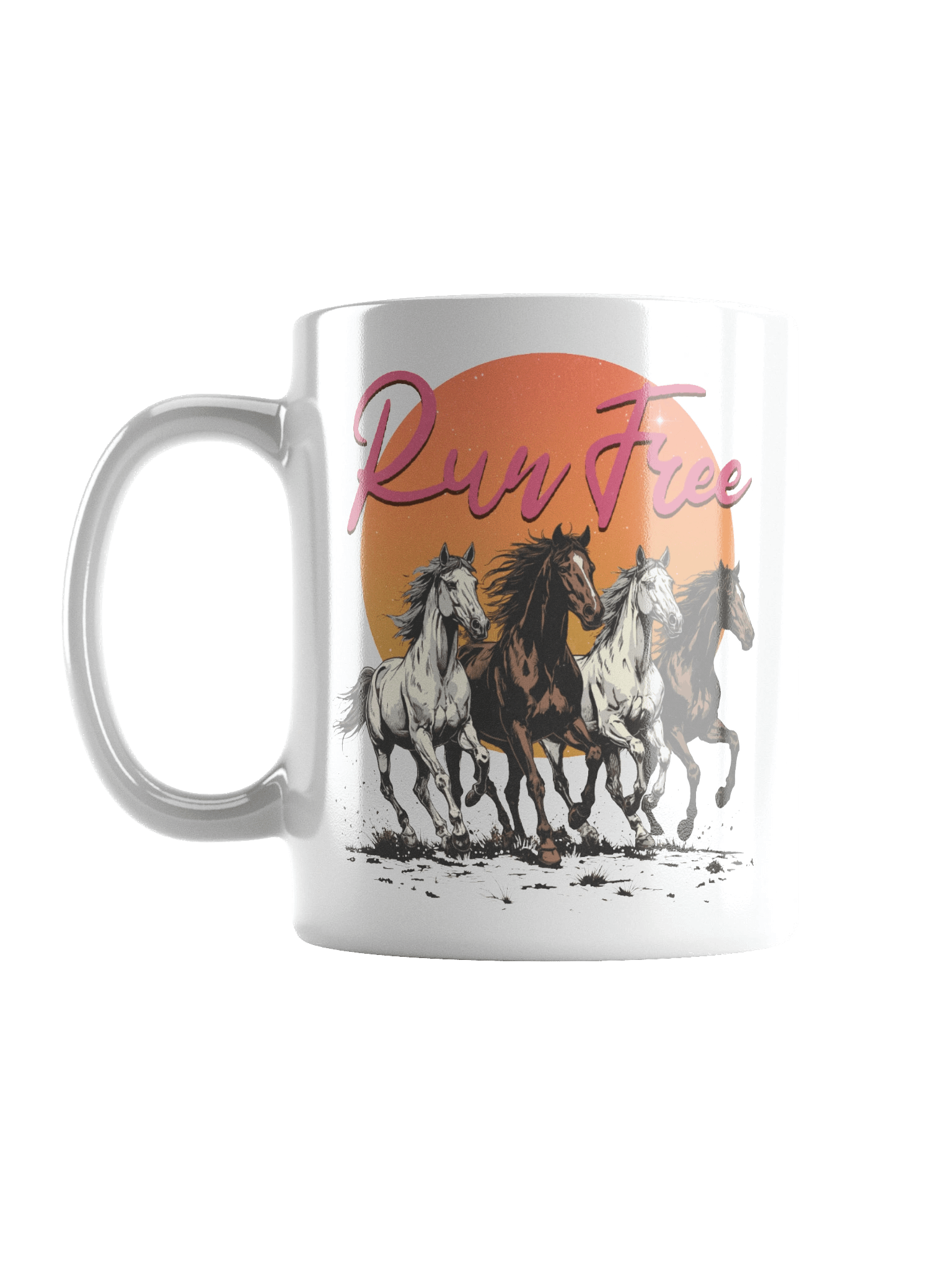 The "Run Free" Retro Horses Mug product image (2)