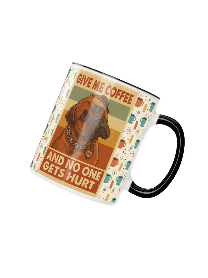 Dog Humor Coffee Mug – “Give Me Coffee and No One Gets Hurt” |Mid Century Modern Retro Dog Lover Cup product image (6)