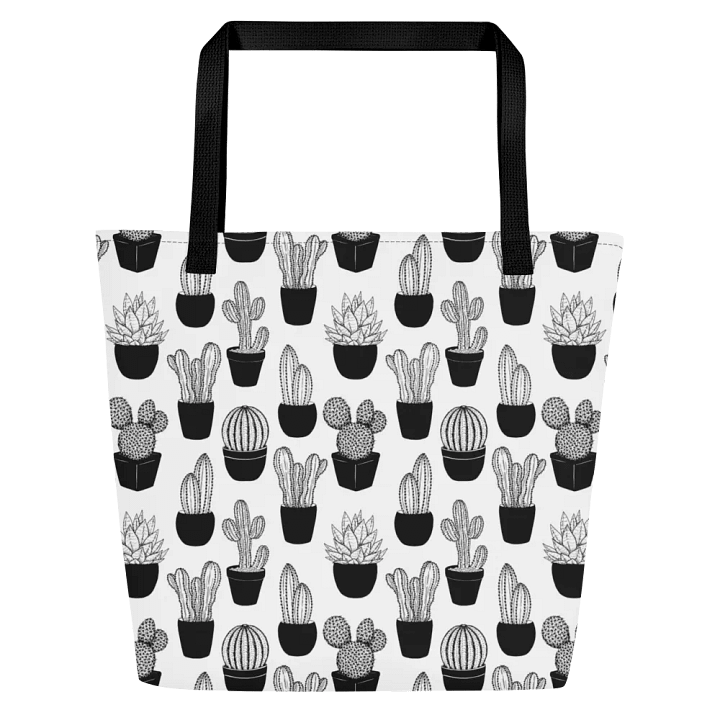 Line Art Cacti Pattern All-Over Print Large Tote Bag product image (1)