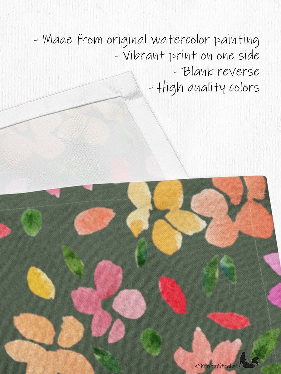 Spring Flowers on Olive Green Cloth Napkin Set of 4 product image (3)
