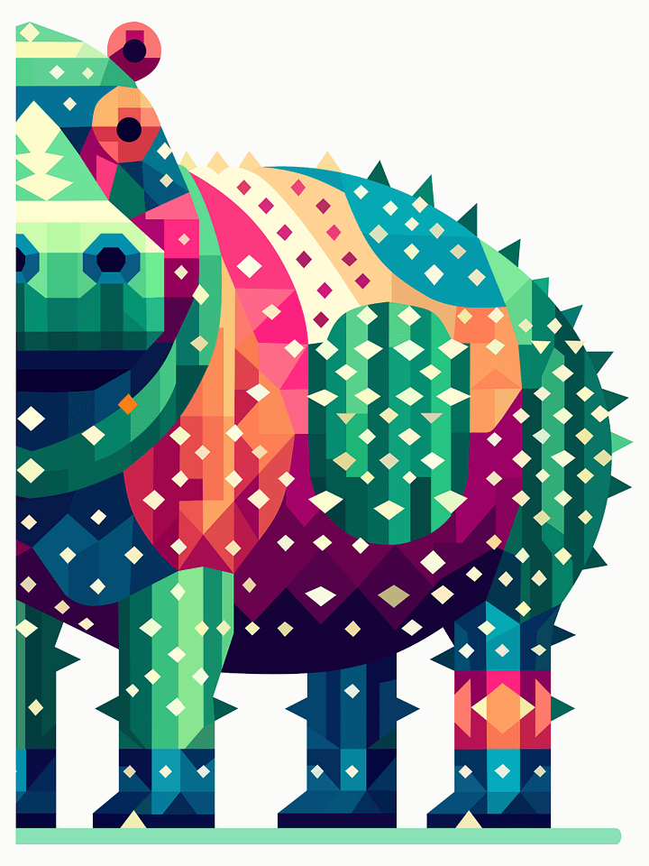 Free Geometric Hippo PNG Art - Transparent Background, Low Poly Animal Illustration product image (2)