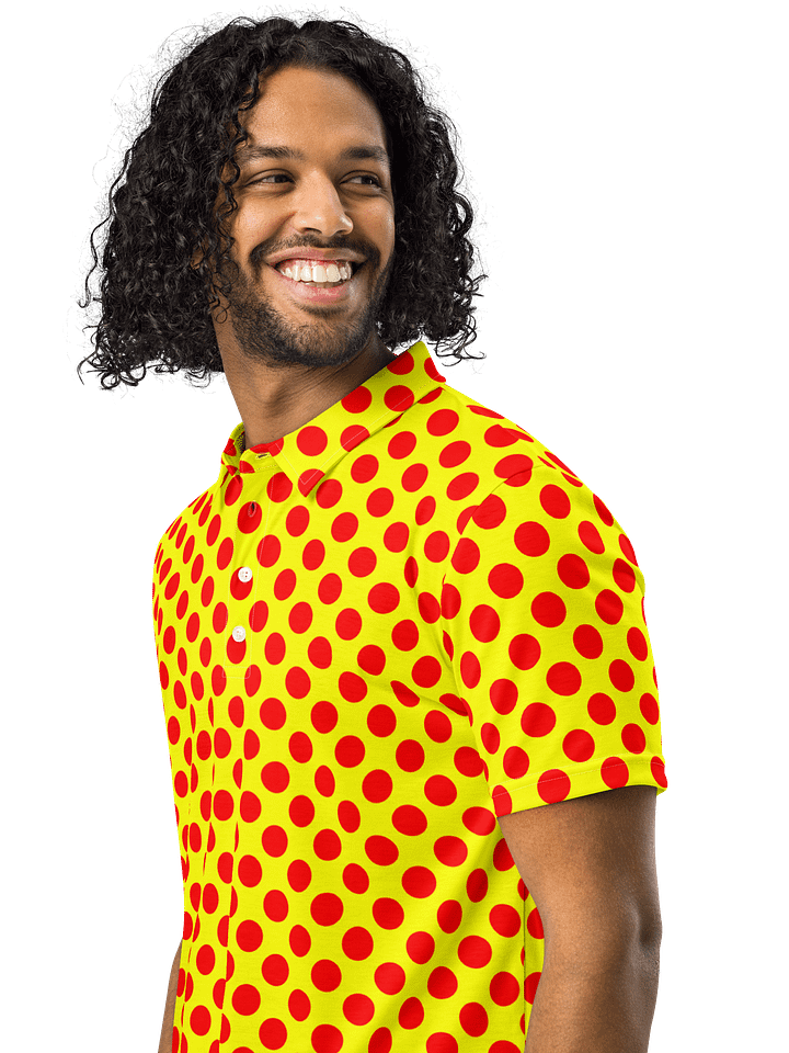 Red Polka Dots on Yellow Polo Shirt product image (1)
