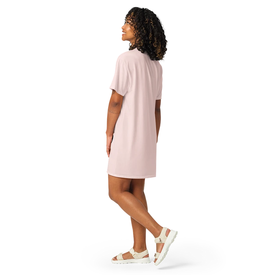 Retro Woman Drinking Wine T-Shirt Dress, Misty Rose product image (3)