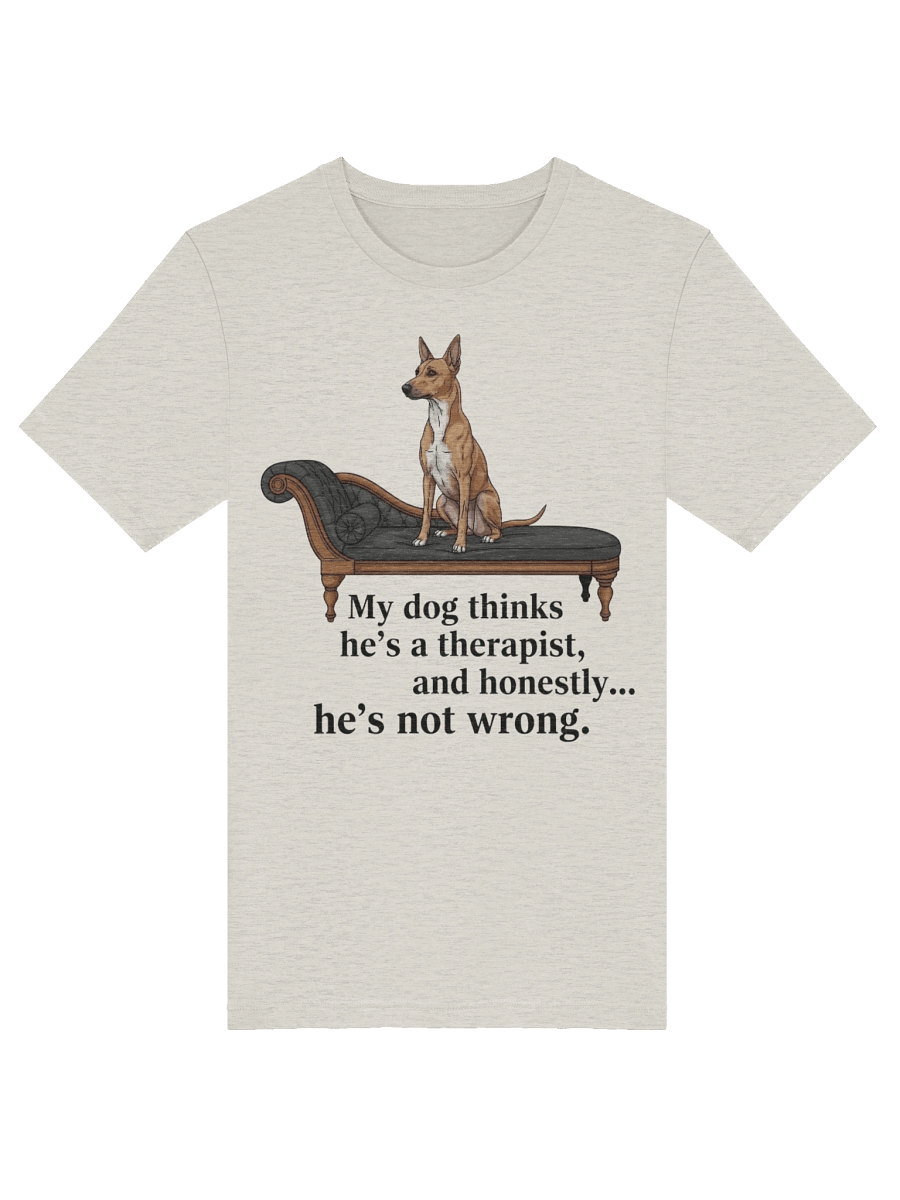 Funny Dog Therapist PNG, "My Dog Thinks He's a Therapist" T-Shirt Mental Health Tee , Dog Lover Gift product image (5)