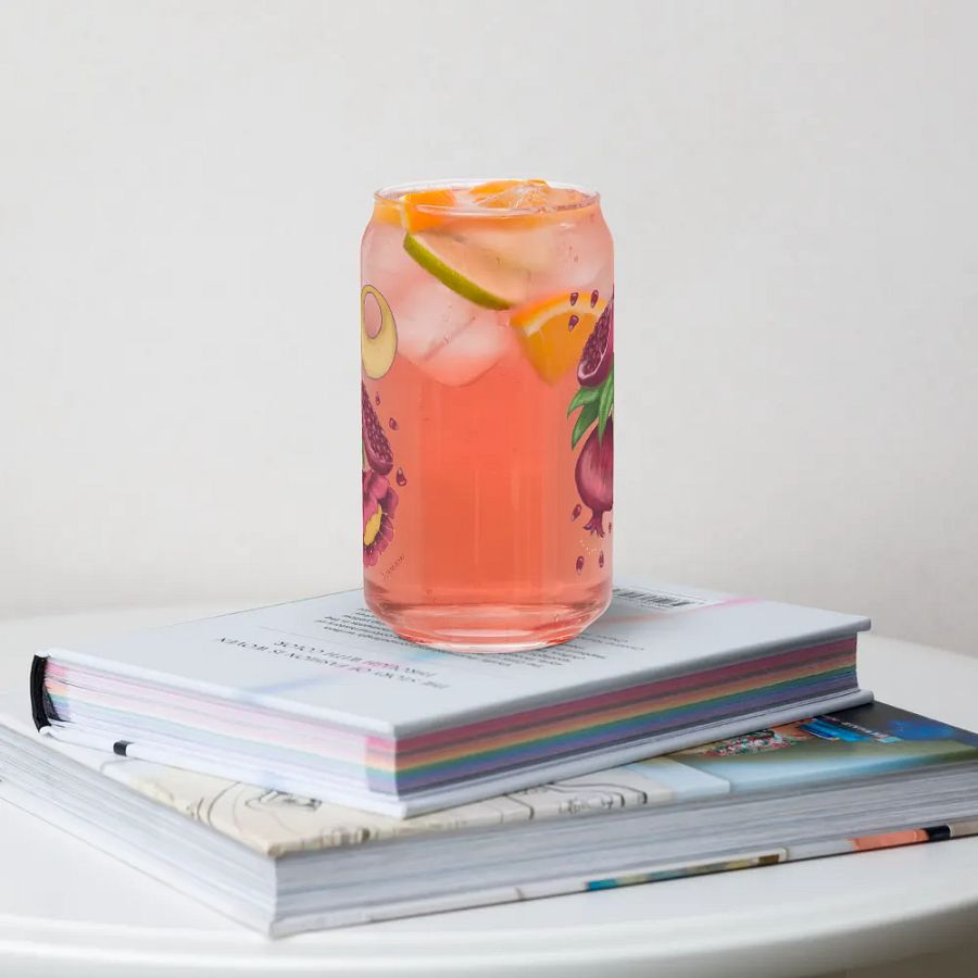 Pastel Poms 16 oz glass with or without lid and straw product image (11)