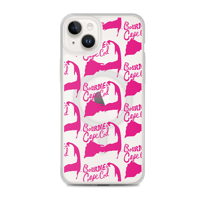 BOURNE to Cape Cod™ | MagSafe® Clear iPhone® Case | Coastal Cool Protection & Style | Pink Repeat Logo product image (2)