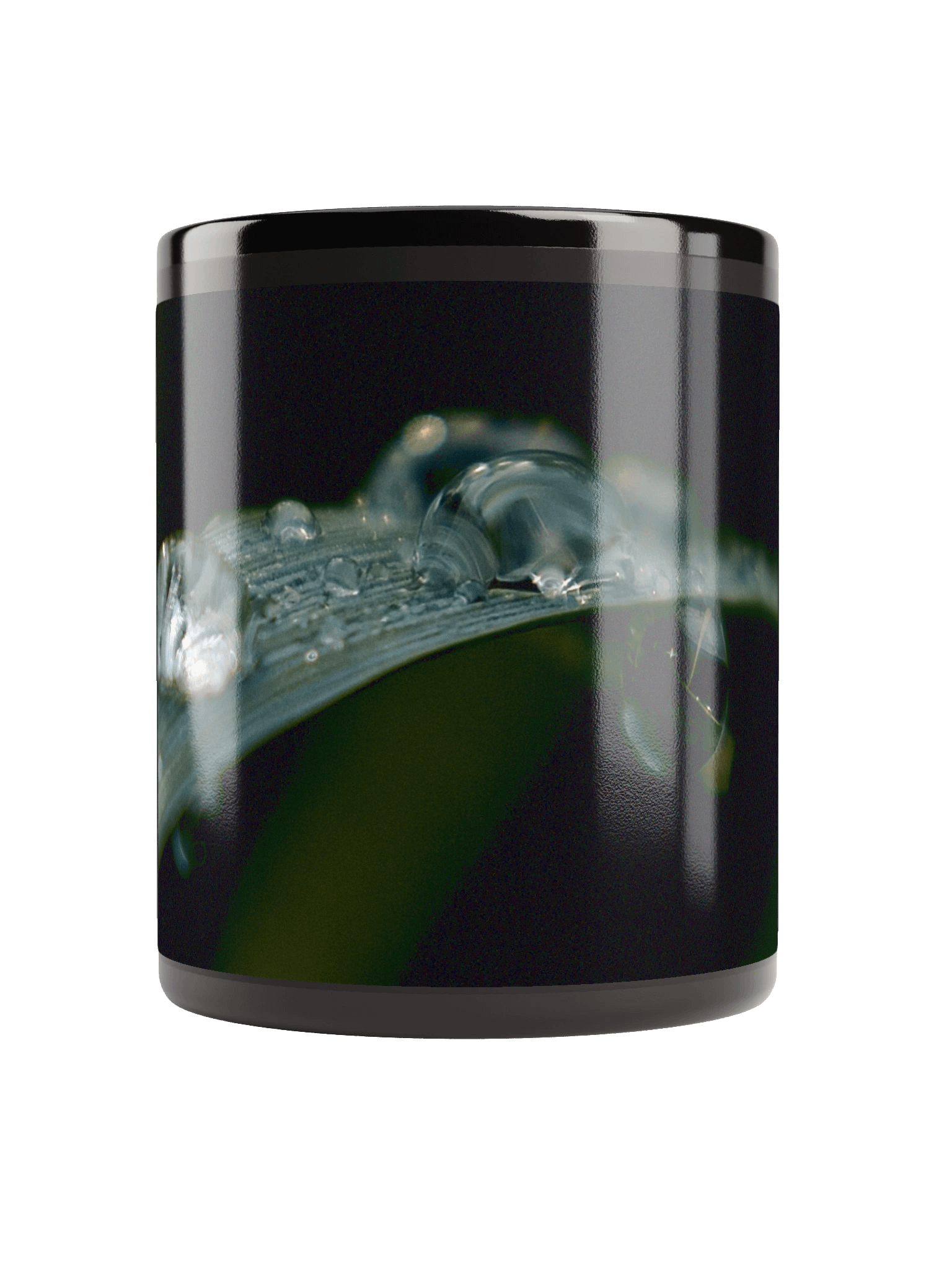 Keramiktasse schwarz - Wassertropfen auf Blatt product image (2)