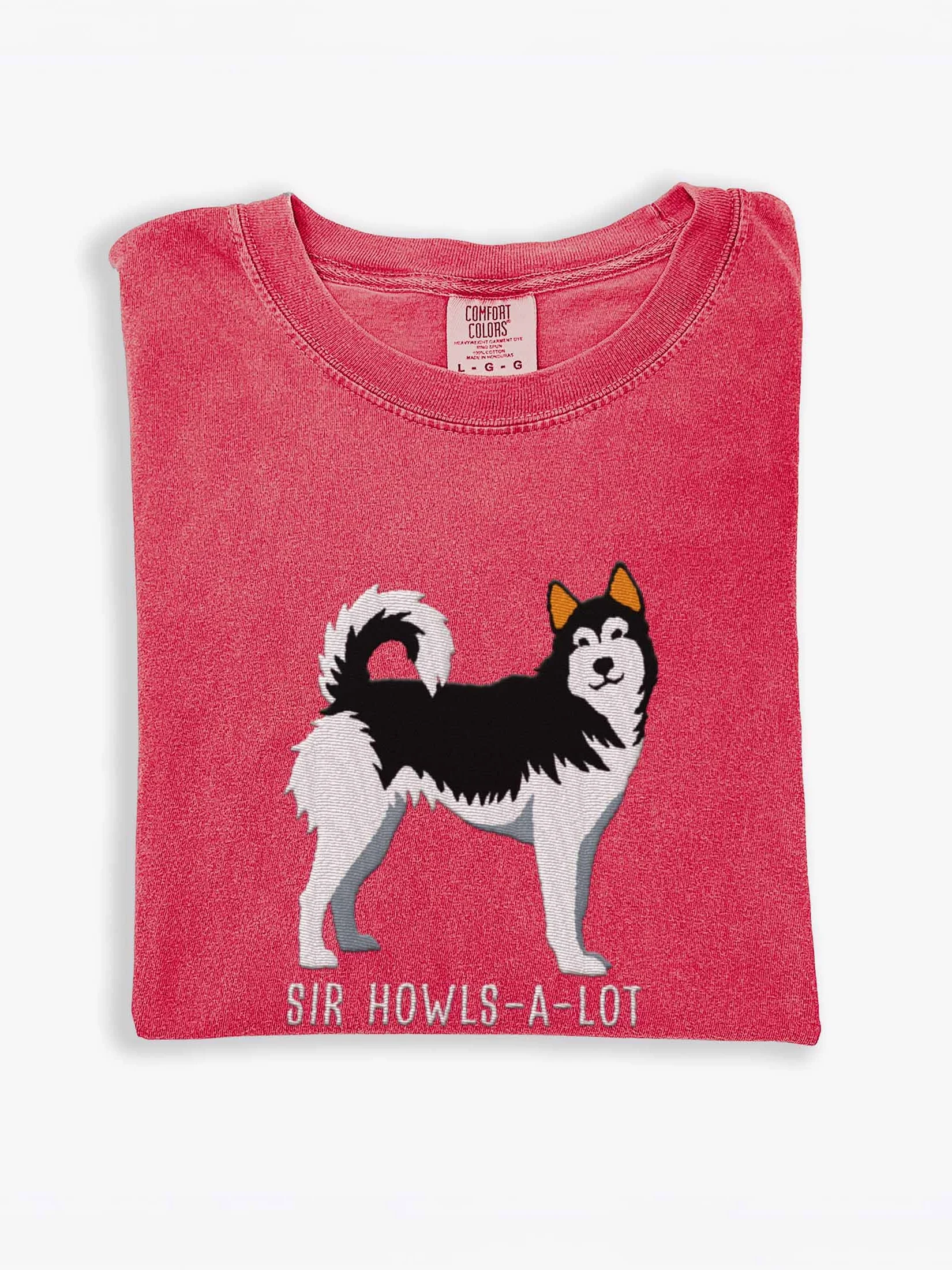 Sir Howls-A-Lot T-Shirt(Embroidered) of a Siberian Husky(Black & White) product image (1)