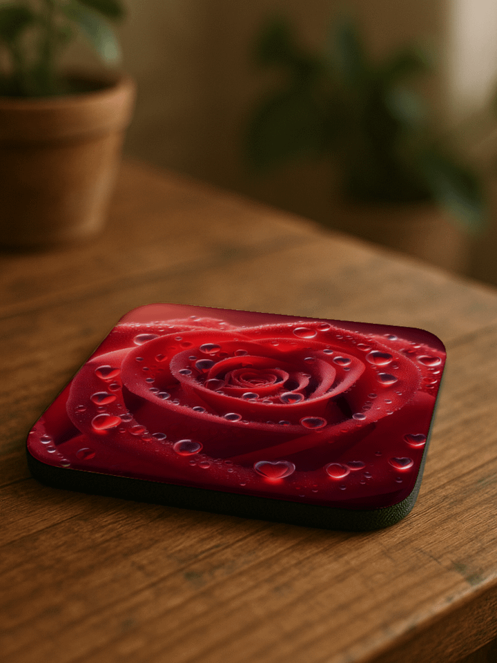 Red Rose Cork Coaster product image (1)