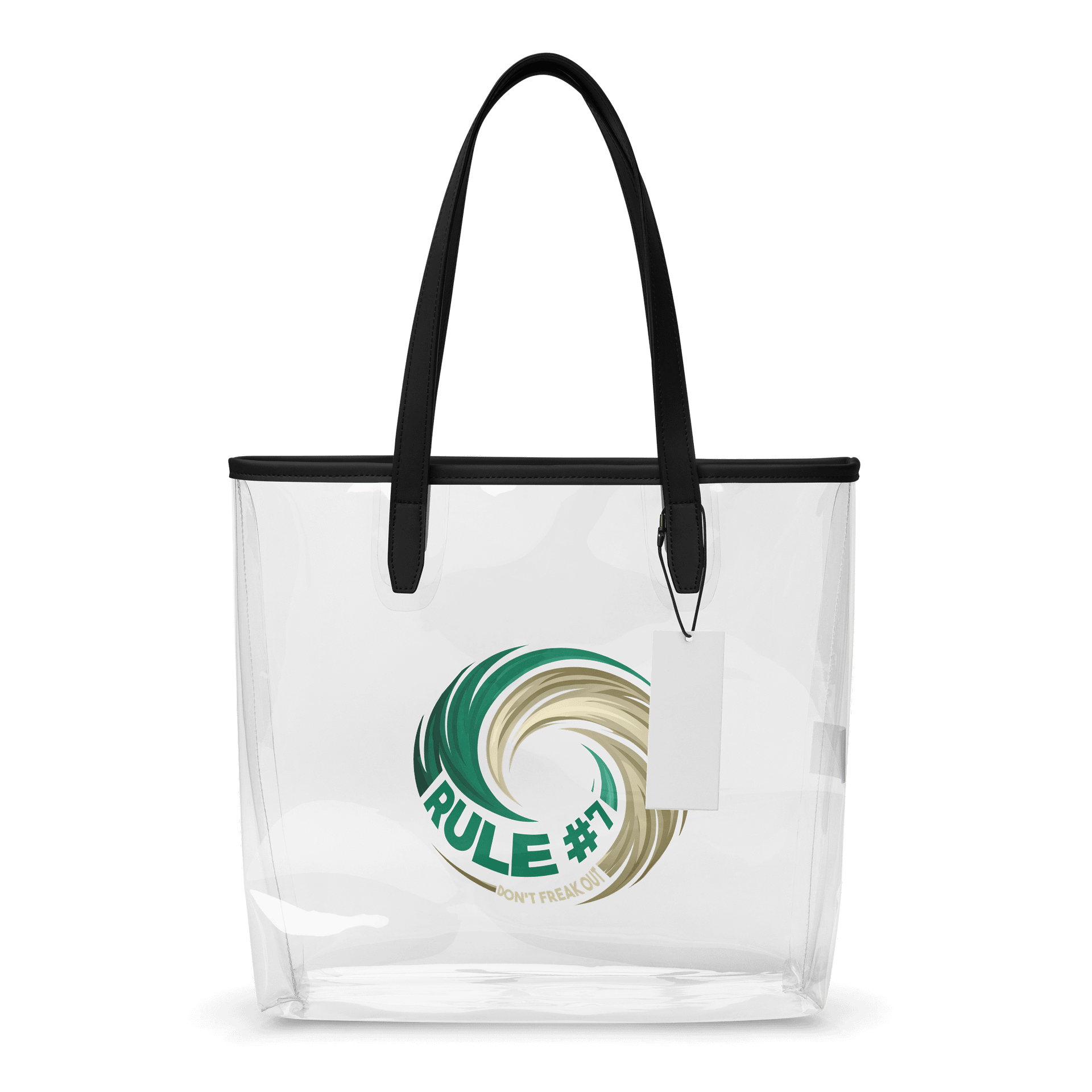 Rule #7 Clear Plastic Tote Green and Gold product image (1)